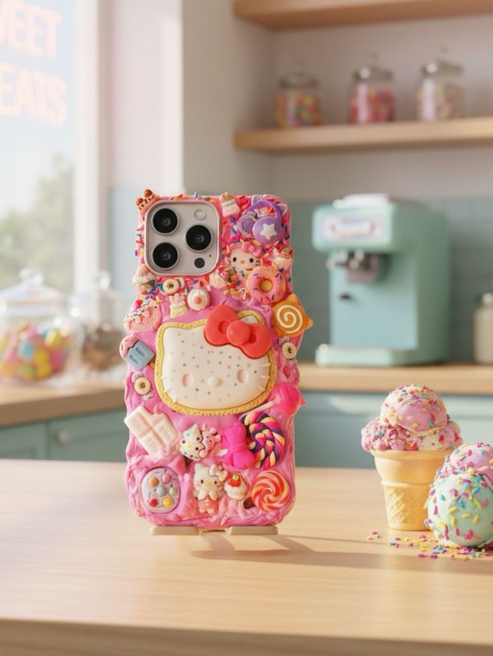Handmade Hello Kitty Pink Phone Case with Candy Charms for any phone model